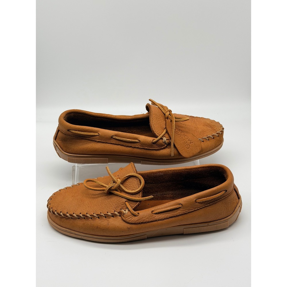 Minnetonka Genuine Moose Leather Moccasins Brown Mens Shoes 11" Insole